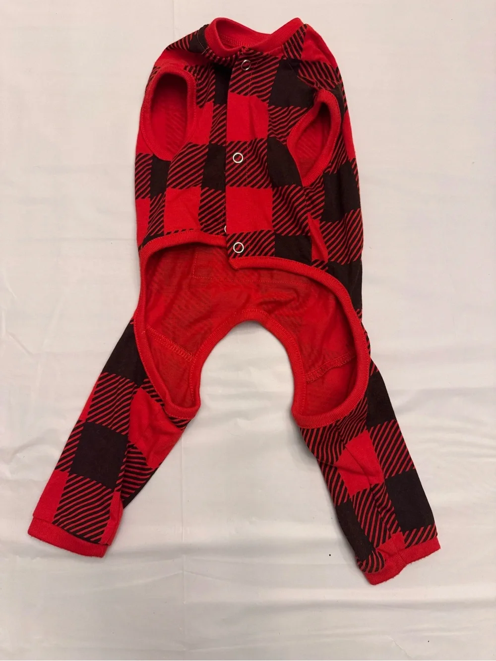 Homebody Red & Black Buffalo Plaid Dog Pajamas One Piece PJs Small Dog Up to 12